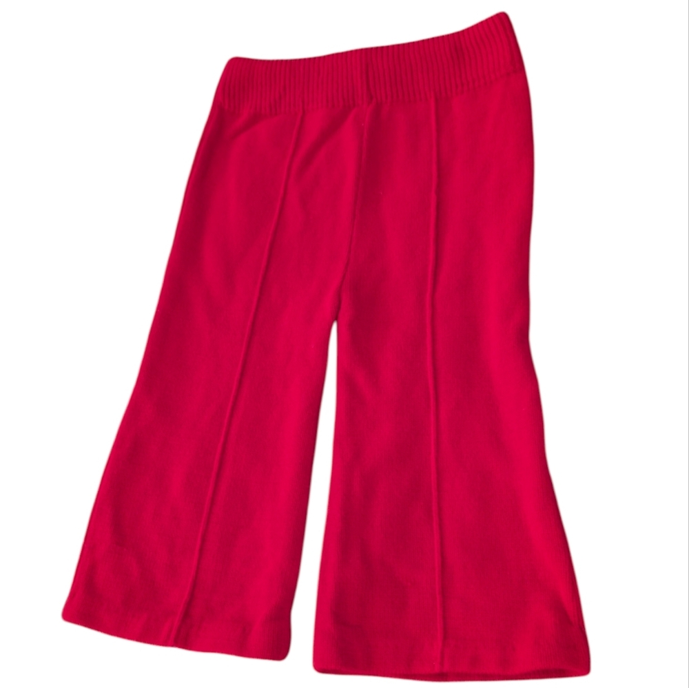 60s 70s Vintage Red Knit Flare Pants‎ Casual